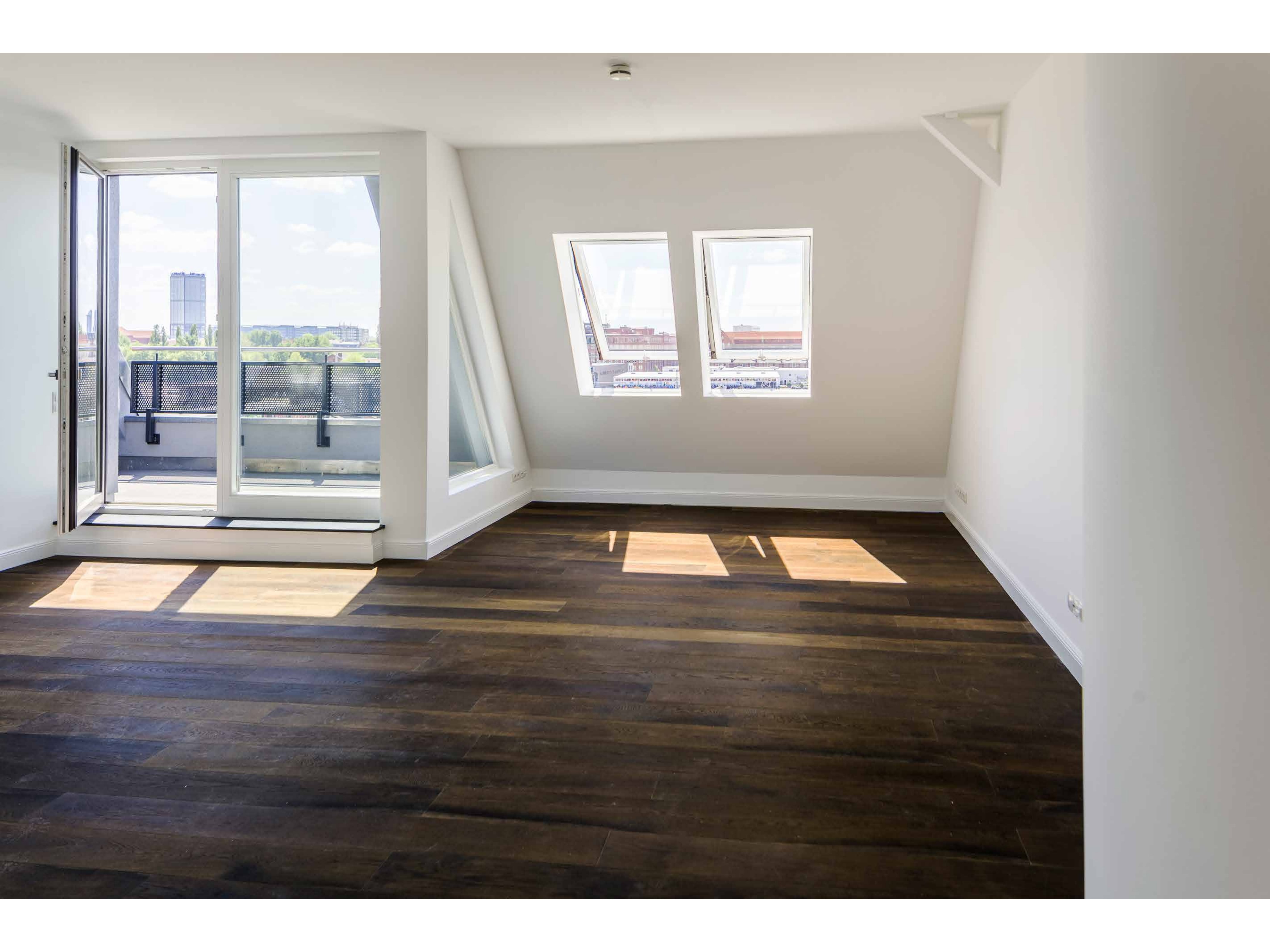 Completed DG apartment — Velux windows, city view